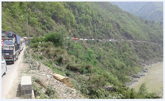 Landslide disrupts traffic on Namsi Bridge along Narayangadh-Muglin Road
